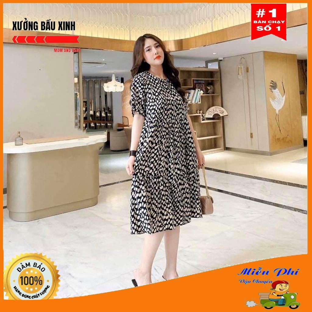 Váy bầu thời trang công sở chất lụa Hàn Châu freesize từ 45 đến 70kg