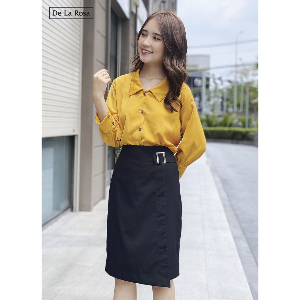[Mã WABRLOW5 giảm 15% đơn 300K] Chân váy đen dài đắp vạt đính phụ kiện - De La Rosa | BigBuy360 - bigbuy360.vn