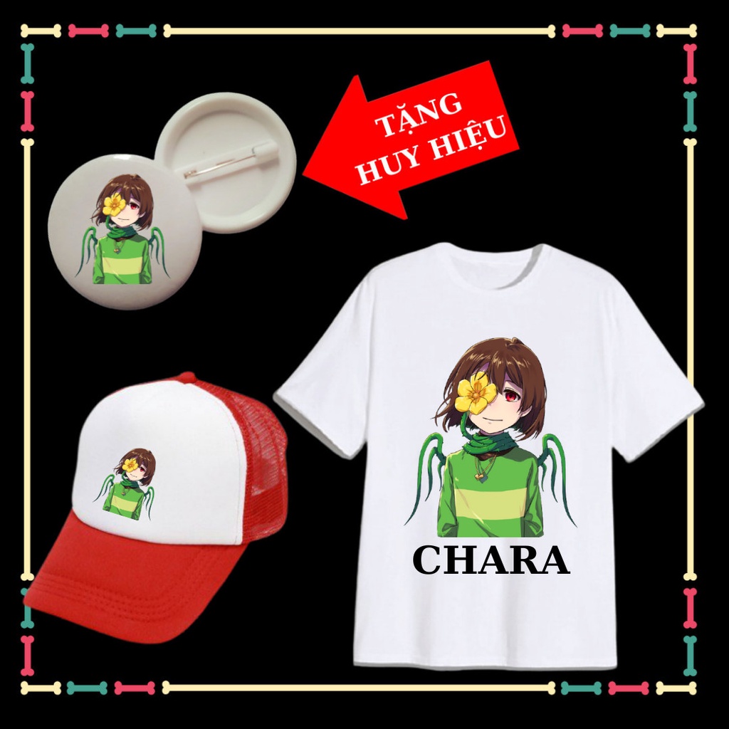 Combo áo mũ lưỡi trai Chara hot Game Sans Undertale cho bé trai bé gái Tặng HUY HIỆU Chara xịn xò cho trẻ em