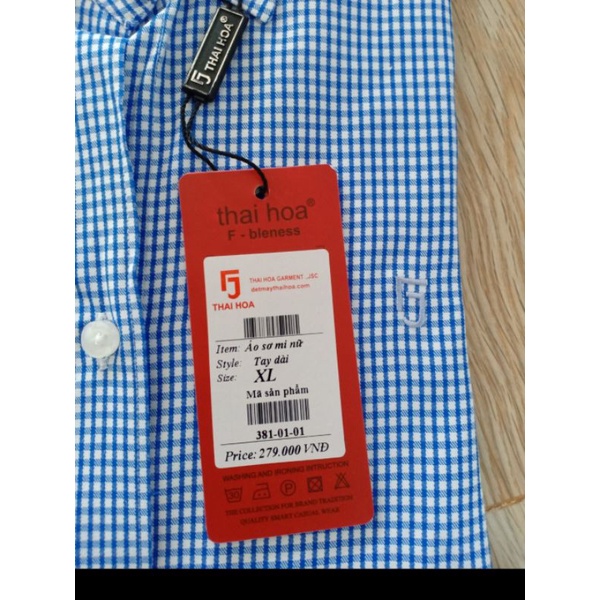Áo sơ mi nữ Thái Hòa sọc caro vải sợi tre pha cotton và poly