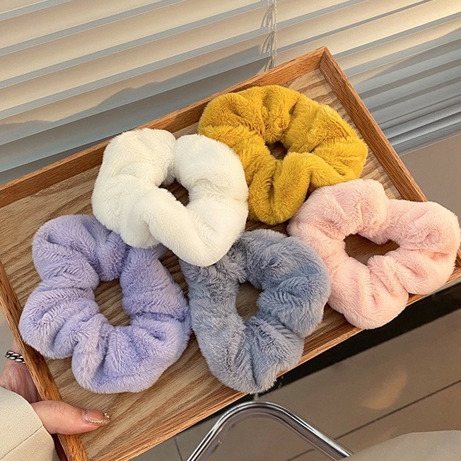 Buộc tóc scrunchies lông mịn nhiều màu sắc Bunny