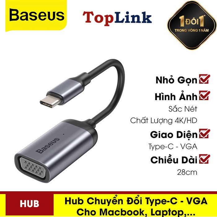 Hub Chuyển Đổi Type-C To VGA / HDMI / Mini DP (Màu Xám) Cho Macbook Pro Air Huawei Mate