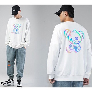 Áo Sweater Gấu Rách Phản Quang, Aó Nỉ Dài Tay Nam Nữ Cá Tính - AS62