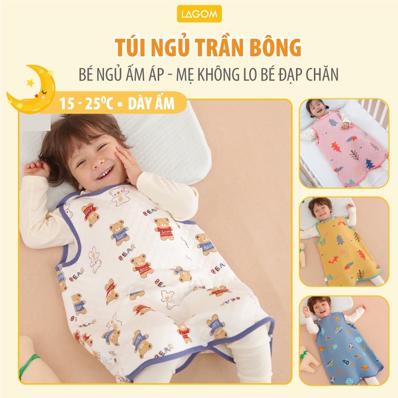Túi Ngủ Cho Bé Mùa Đông Cotton Trần Bông Ấm Áp | Túi Ngủ Trẻ Em Cao Cấp
