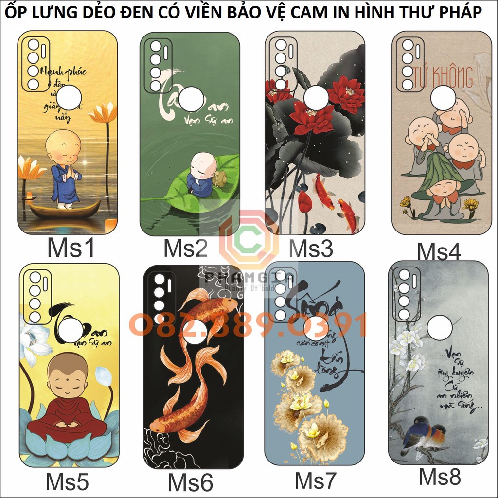 Ốp lưng Vsmart Live 4 dẻo đen có viền bảo vệ cam in hình thư pháp (P1)