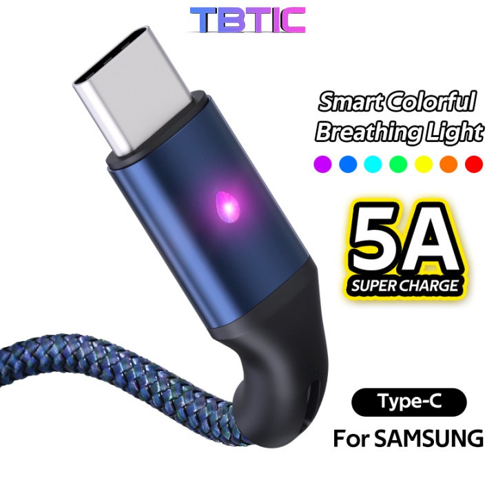 Cáp sạc nhanh USB Type C 5A TBTIC cho Samsung Galaxy S10 S9 S8 S20 S21 Plus A51 A11 Note 10 9 8 Huawei P40 P30 P20