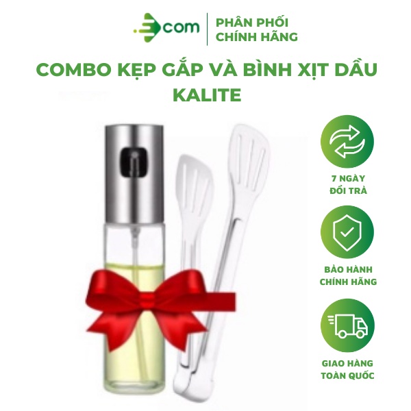 Combo kẹp gắp thức ăn và bình xịt dầu ăn 100ml Kalite