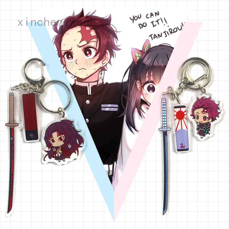 Xinchengwenh Móc khóa Acrylic hình Anime Ghost Extermination Blade