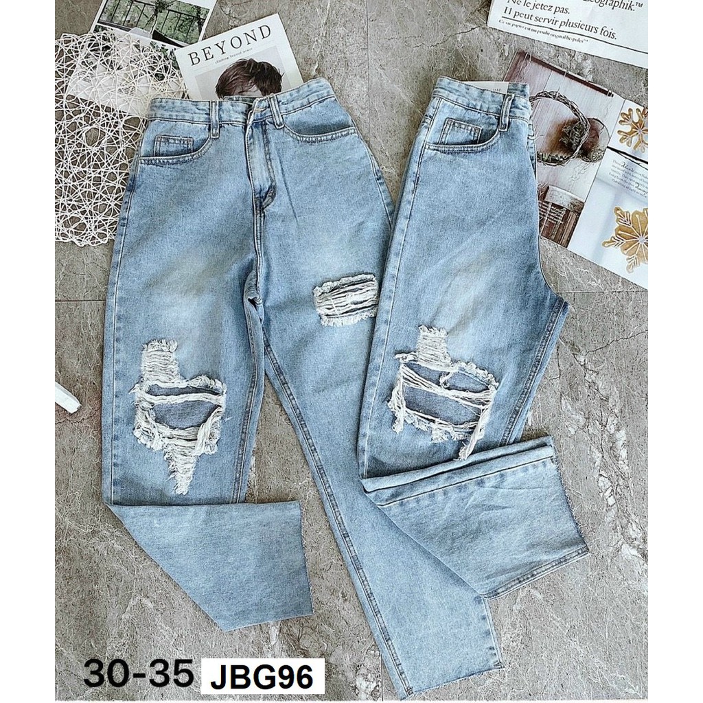 Quần jean baggy rách bigsize chất VNXK JBG96