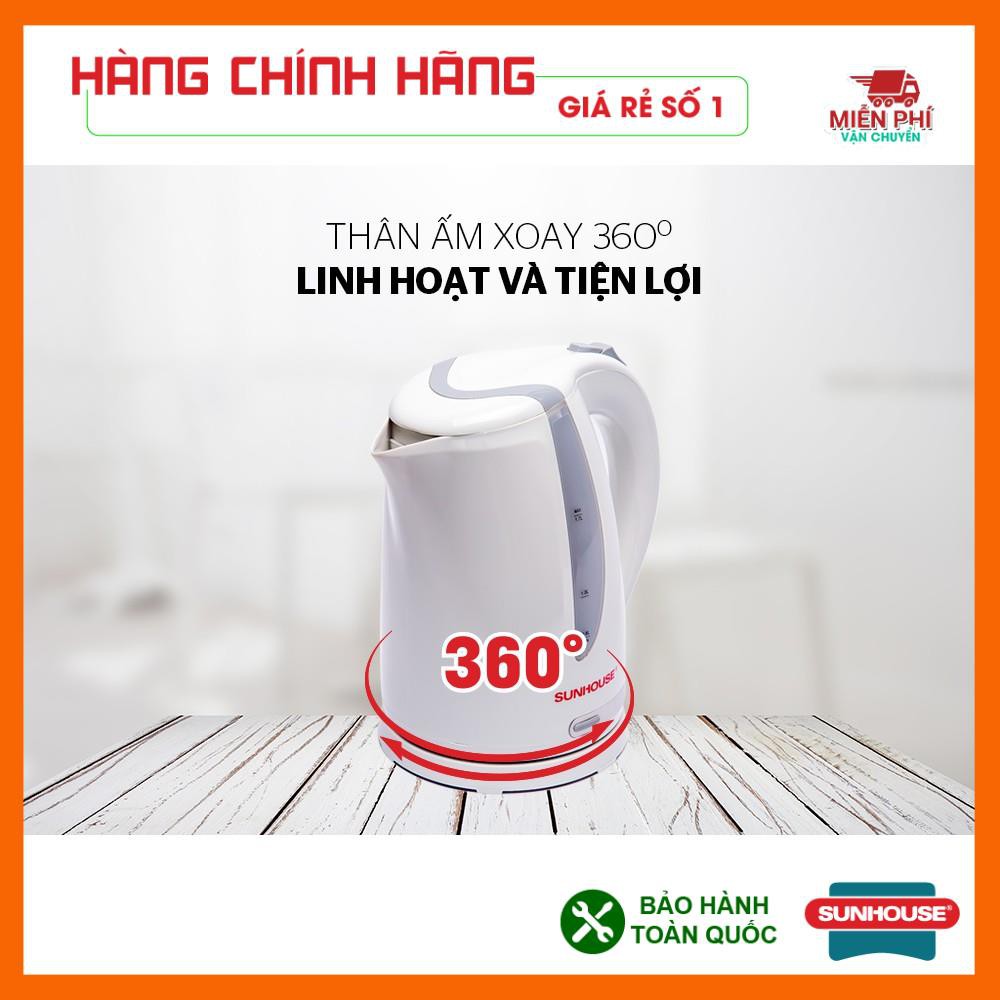 ẤM SIÊU TỐC, BÌNH ĐUN SIÊU TỐC SUNHOUSE SHD1300, 1,8 LÍT, NHỰA CHỊU NHIỆT SIÊU BỀN, BẢO HÀNH TOÀN QUỐC 1 NĂM