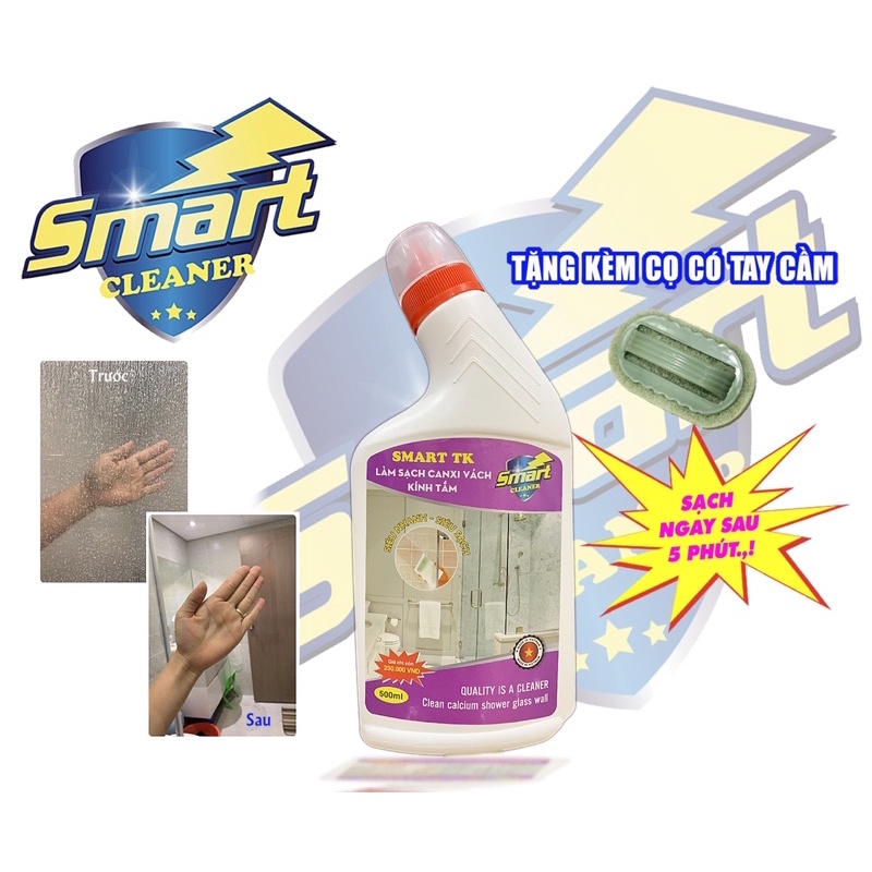 Dung dịch tẩy cặn canxi bám lâu ngày trên kính Smart Cleaner 500ml