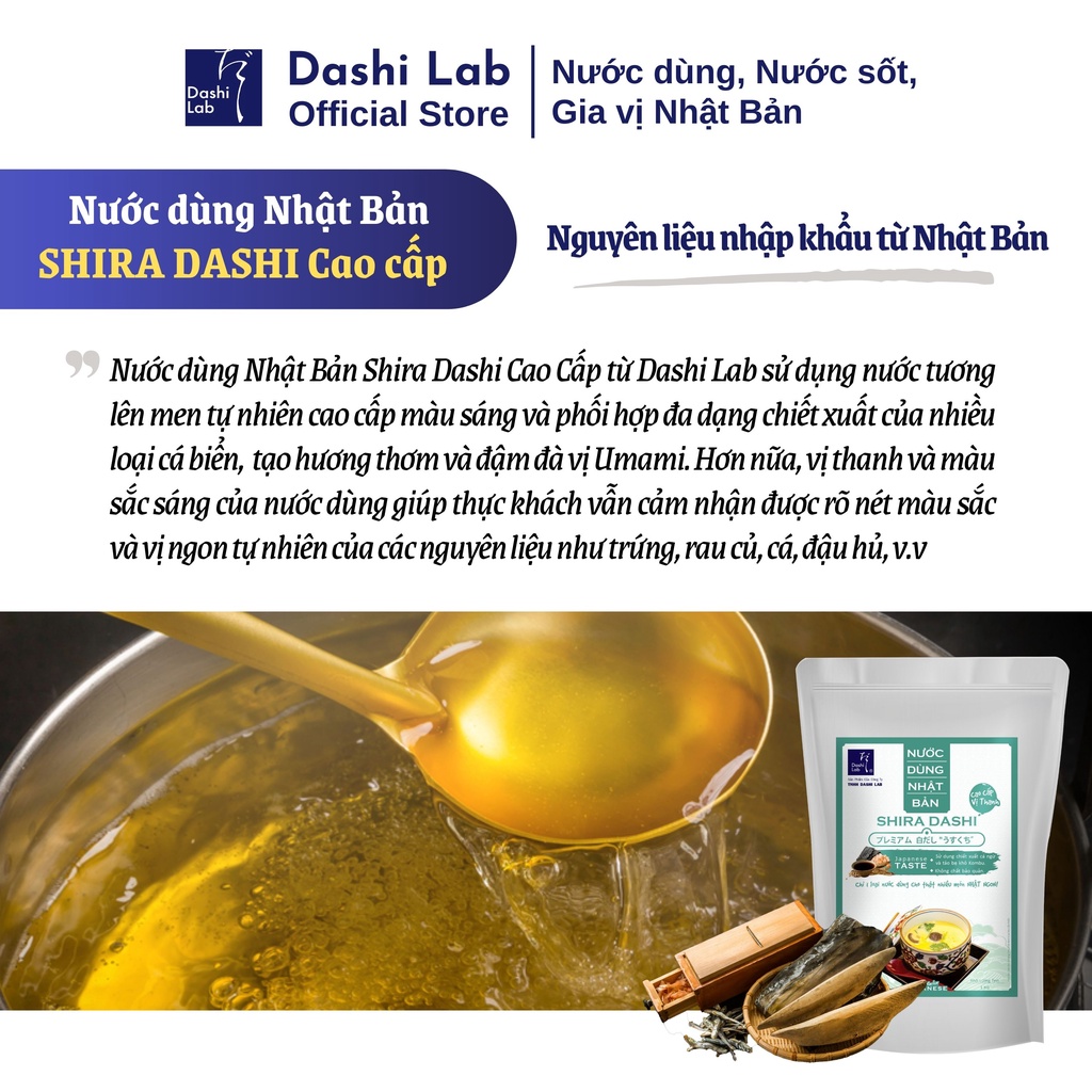 Nước Dùng Nhật Bản SHIRA DASHI Hương Vị Thanh Ngọt Tự Nhiên Nguyên Liệu Cao Cấp Chiết Xuất Từ Cá Biển DASHI LAB Túi 1kg