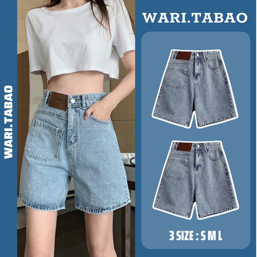 Quần Short Jean Nữ Ngố Bò Ống Rộng Thương Hiệu Mango MT07