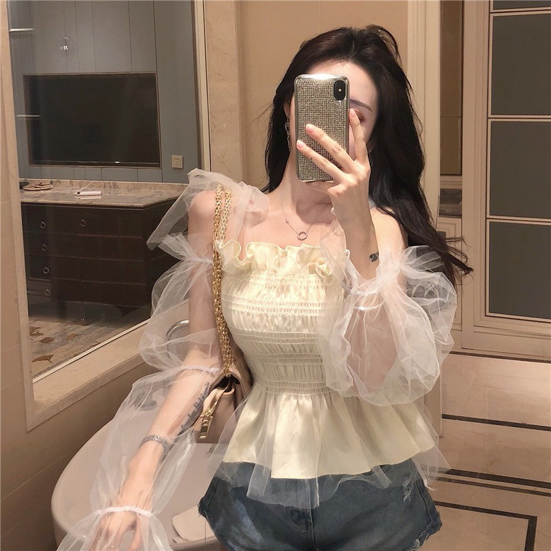 [Order] ( Sẵn) Áo Dún Eo Phối Lưới [ Quảng Châu ]