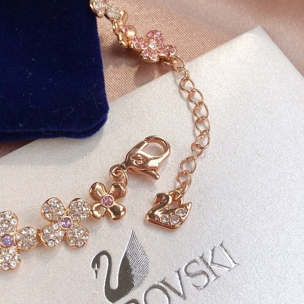 FREE SHIP VòngTay Nữ Swarovski ELDERFLOWER Plum Bracelet Rose Gold Crystal Flower Bracelet Bracelet Quà Tặng Cho Bạn Gái