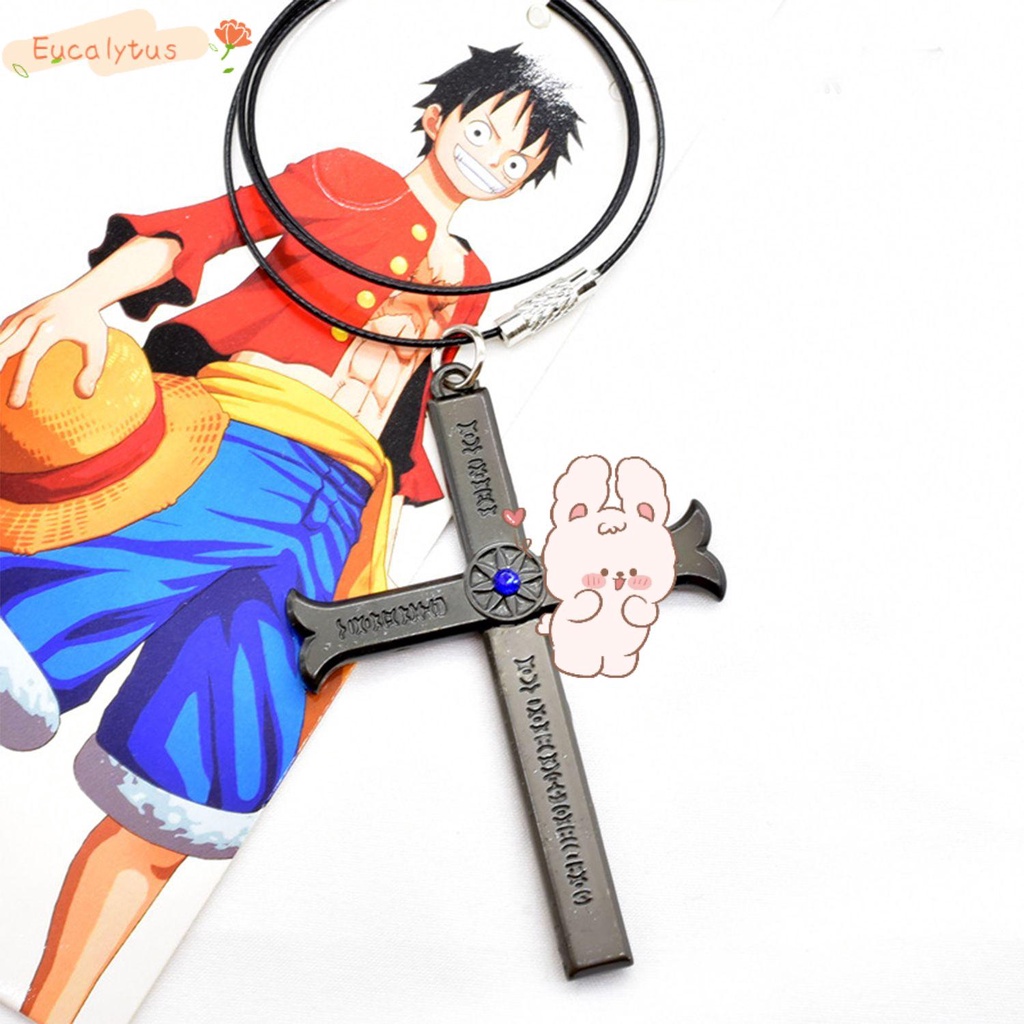 EUTUS Gift Dracule Mihawk Vintage Detachable Pendant Anime One Piece Unisex Alloy Geometrical Eagle Eyes Cross Necklace/Multicolor