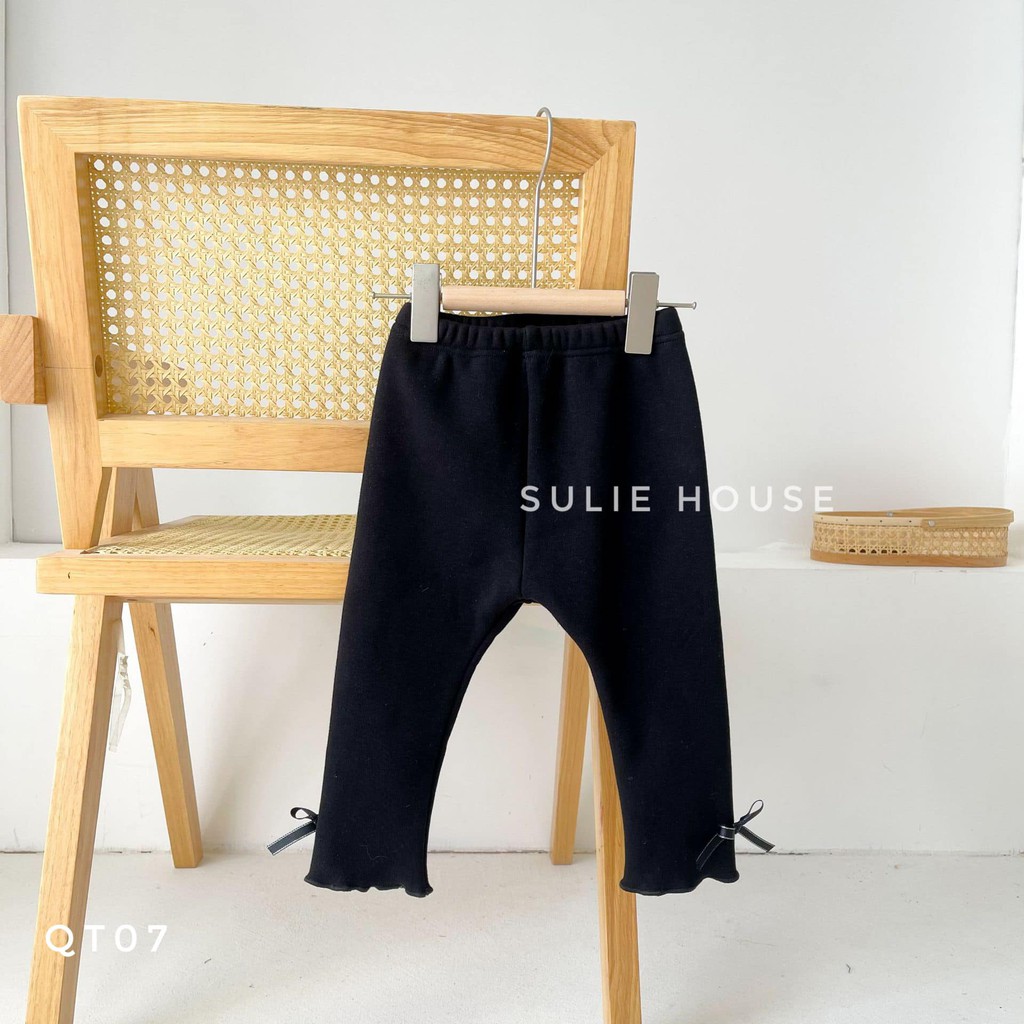 Quần legging lót lông đính nơ bé gái - QT07