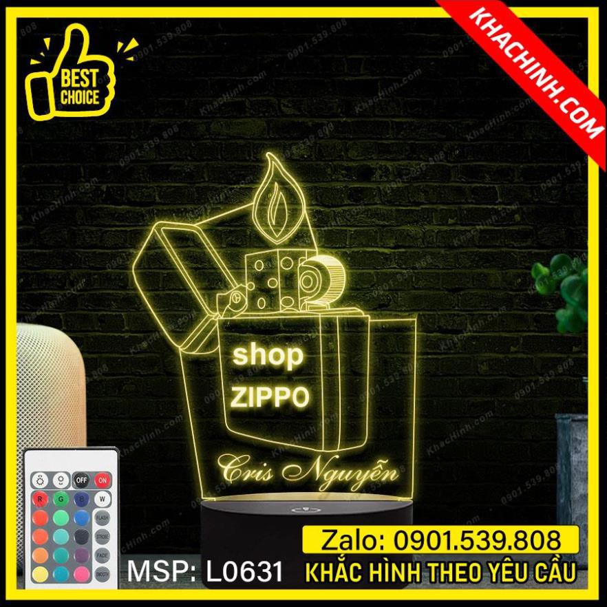 Đèn khắc hình Zippo  theo yêu cầu L0631-5 Đèn khắc Logo Doanh nghiệp
