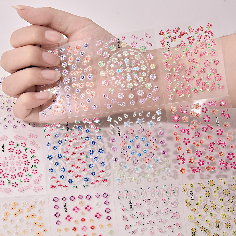 Miếng Dán Trang Trí Móng Tay Nghệ Thuật 3D Hình Hoa Nhiều Màu Sắc