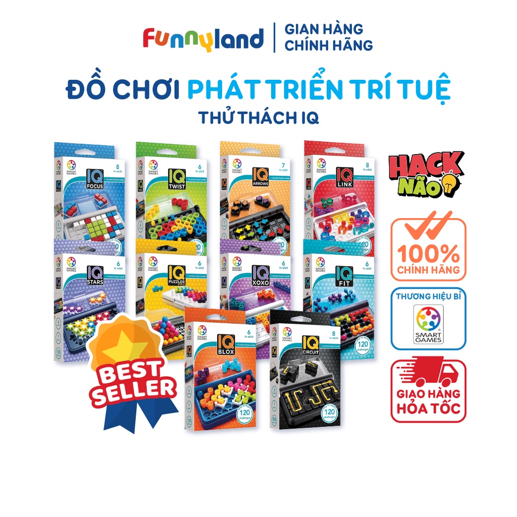 Đồ chơi trí tuệ thử thách IQ Smart Games gồm 120 thử thách từ dễ đến khó giúp bé phát triển tư duy toàn diện