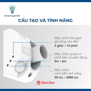 Đui đèn cảm biến Rạng Đông, Model: ĐCB01.PIR E27/300W