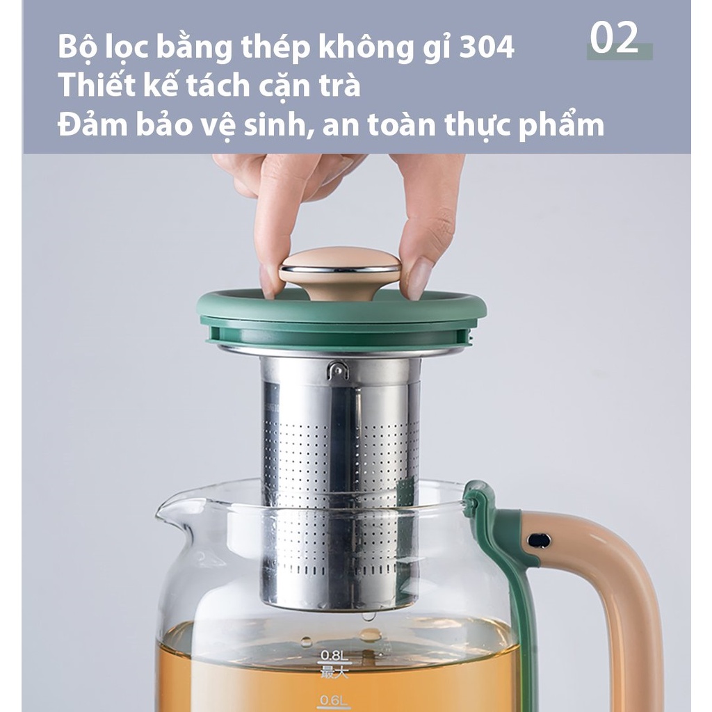 Bình pha trà đa chức năng 800ml Bear YSH-C08T1 - Hàng Chính Hãng