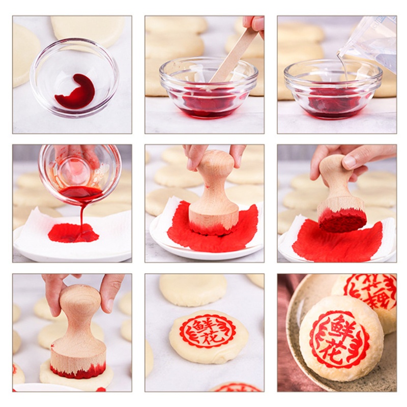 Khuôn Làm Bánh Trung Thu Hình Tròn Bằng Gỗ In Chữ Trung Hoa Truyền Thống Diy