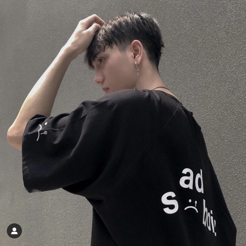[Ảnh thật] Áo phông tay lỡ unisex form rộng Sad boiz_Áo thun tay cộc nam nữ basic, hottrend