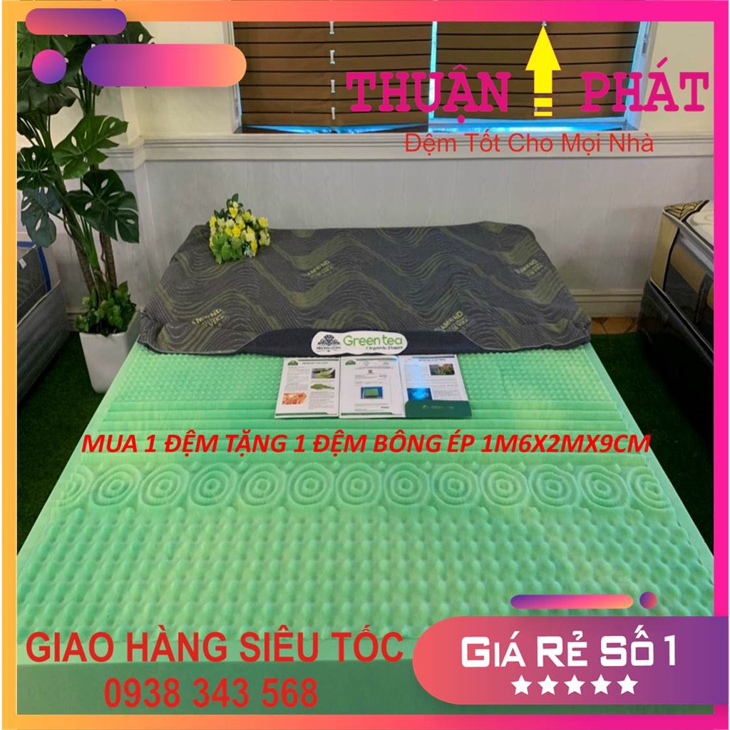 Đệm Foam Kim Cương GREEN TEA ORGANIC - Massage 5 vùng