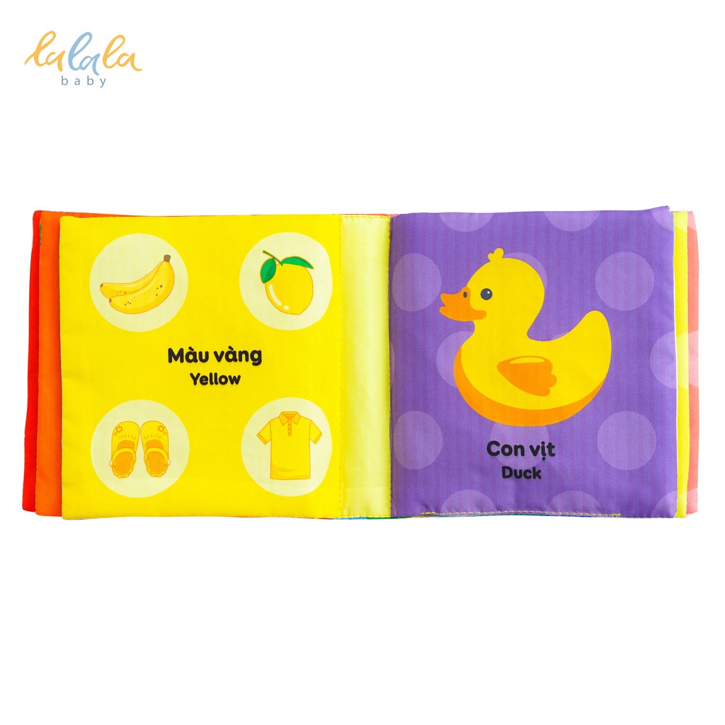 Combo 2 cuốn sách vải Lalala Baby kích thích đa giác quan, kích thước 15x15cm 12 trang (Màu sắc, Hình khối) cho bé 0 - 4