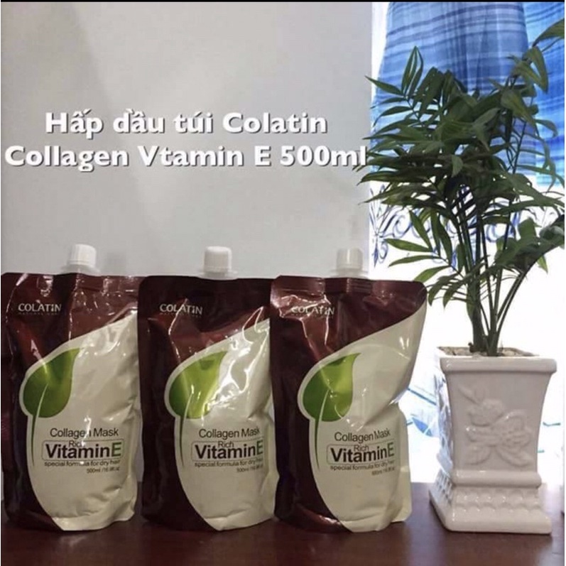 Hấp Dầu Colahin Collagen Vitamin E_ Ủ Tóc Phục hồi Tóc cao cấp Collagen Colatin_500ml Ý