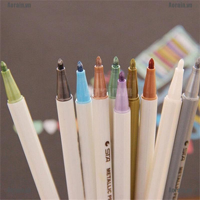 Bộ 10 Bút Màu Sắc Ánh Kim Chống Thấm Nước Đặc Biệt