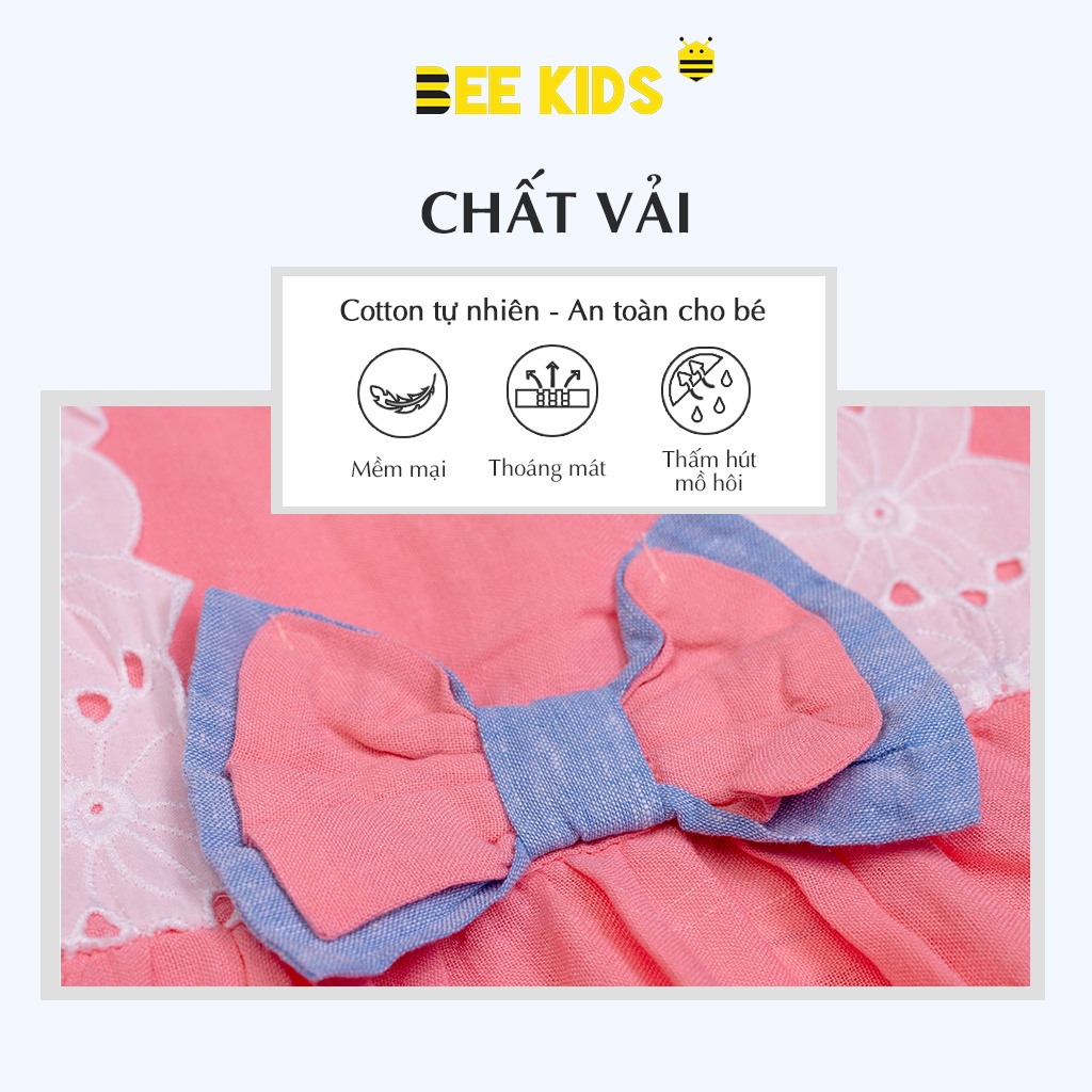 Váy Bé Gái Hai Dây Dáng Xoè Mùa Hè Bee Kids, Đầm Bé Gái Phối Nơ Chất Thô Cotton Mềm Mịn (2-6 Tuổi) - 1DC01673ST