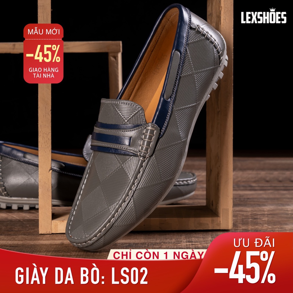 Giày da bò nam, chất liệu da bò hàng chính hãng LexShoes bảo hành 2 năm sử dụng