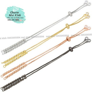 Dây Vòng Tay Trơn - Hạt Bi -  Có Chốt Điều Chỉnh - 4 Màu - Charm Phụ Kiện Đồng Xâu, Phối Vòng Tay, Phong Thủy Nam, Nữ