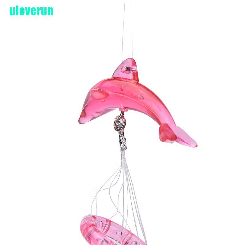Chuông Gió 4 Ống Kim Loại Hình Cá Heo Đính Pha Lê Sáng Tạo Trang Trí Nhà Cửa