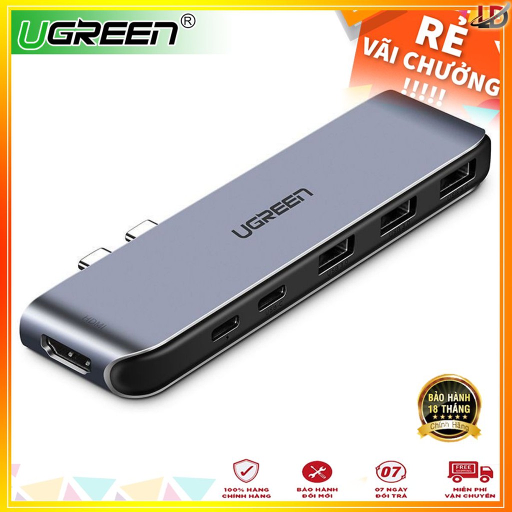 Hub đa năng 6 trong 1 UGREEN CM206 50963 mở rộng thêm cổng HDMI, 2 USB-C 3.1, 3 USB 3.0