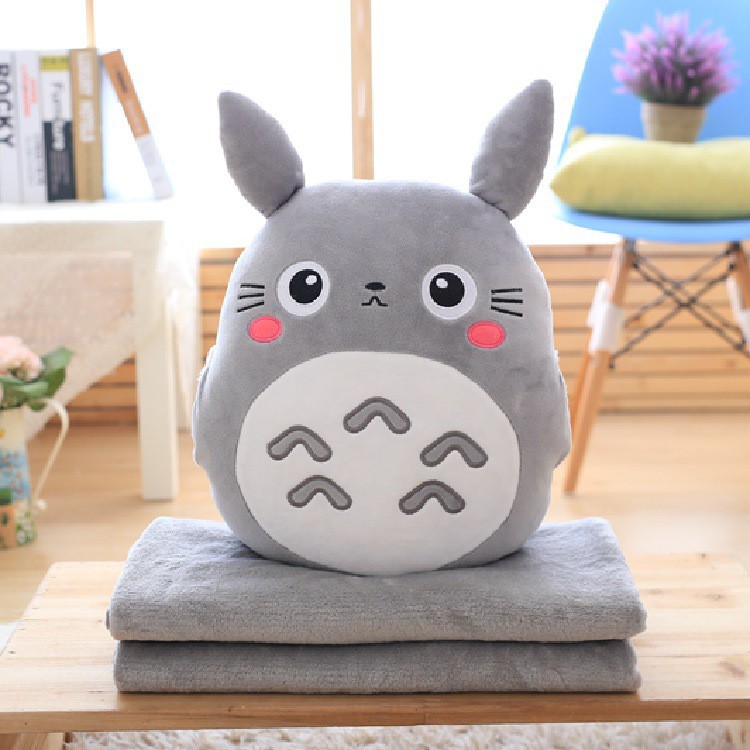 Bộ Chăn Gối 3 Trong 1 Giữ Ấm Tay Hình Totoro Đáng Yêu