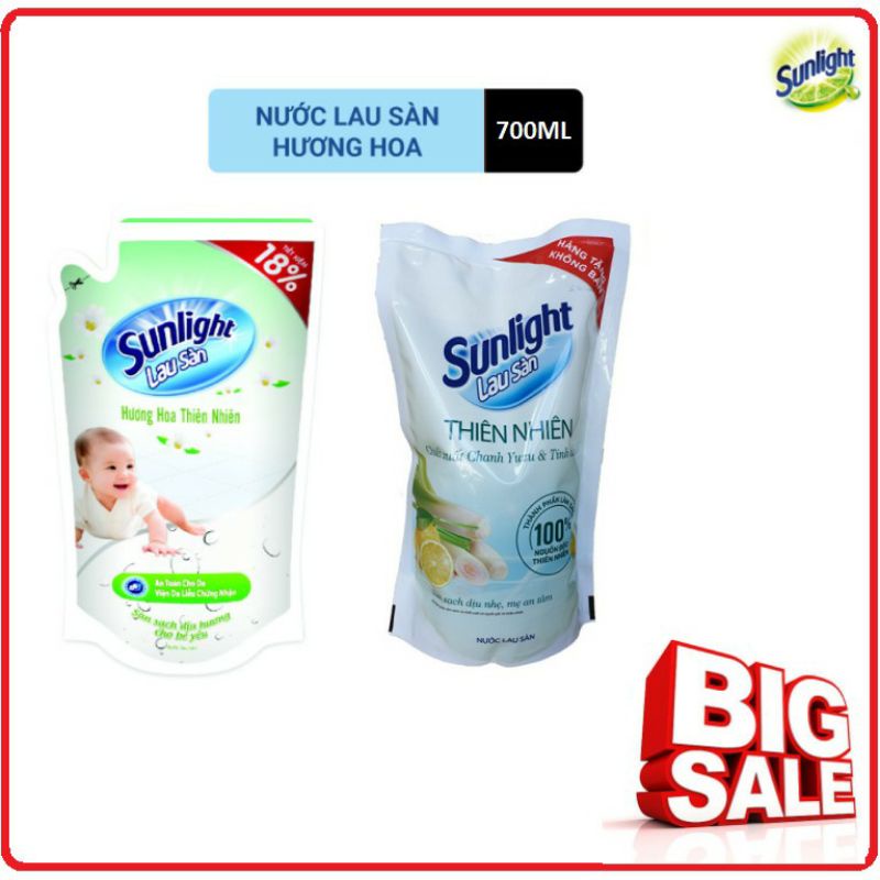 【HCM】Nước lau sàn Sunlight Chiết Xuất Chanh xả túi 700g