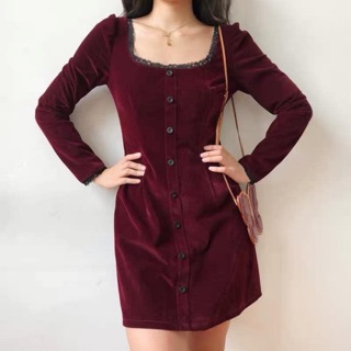 Váy nhung đỏ trả khách od +2%