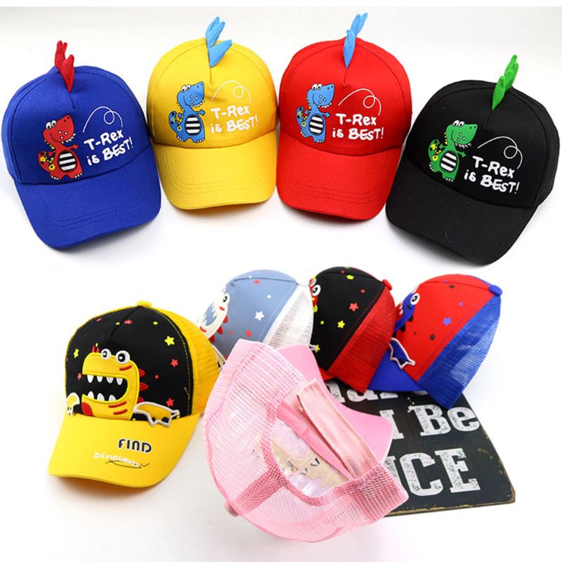 Mũ Lưỡi Trai Thêu Hình Khủng Long Phối Lưới Dễ Thương Tùy Chỉnh Thời Trang Mùa Hè Cho Bé