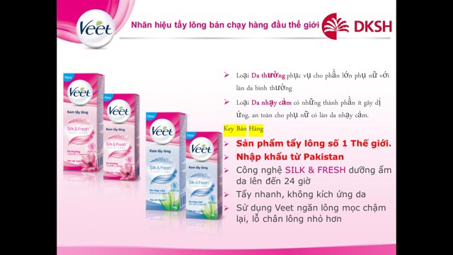 KEM TẨY LÔNG VEET DÀNH CHO DA THƯỜNG & DA NHẠY CẢM  SILK & FRESH (25-50g)