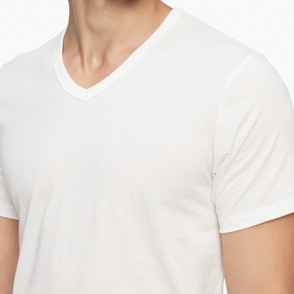 Áo lót nam Calvin Klein 100% Cotton Slim Fit 3-pack V-Neck T-shirt - White