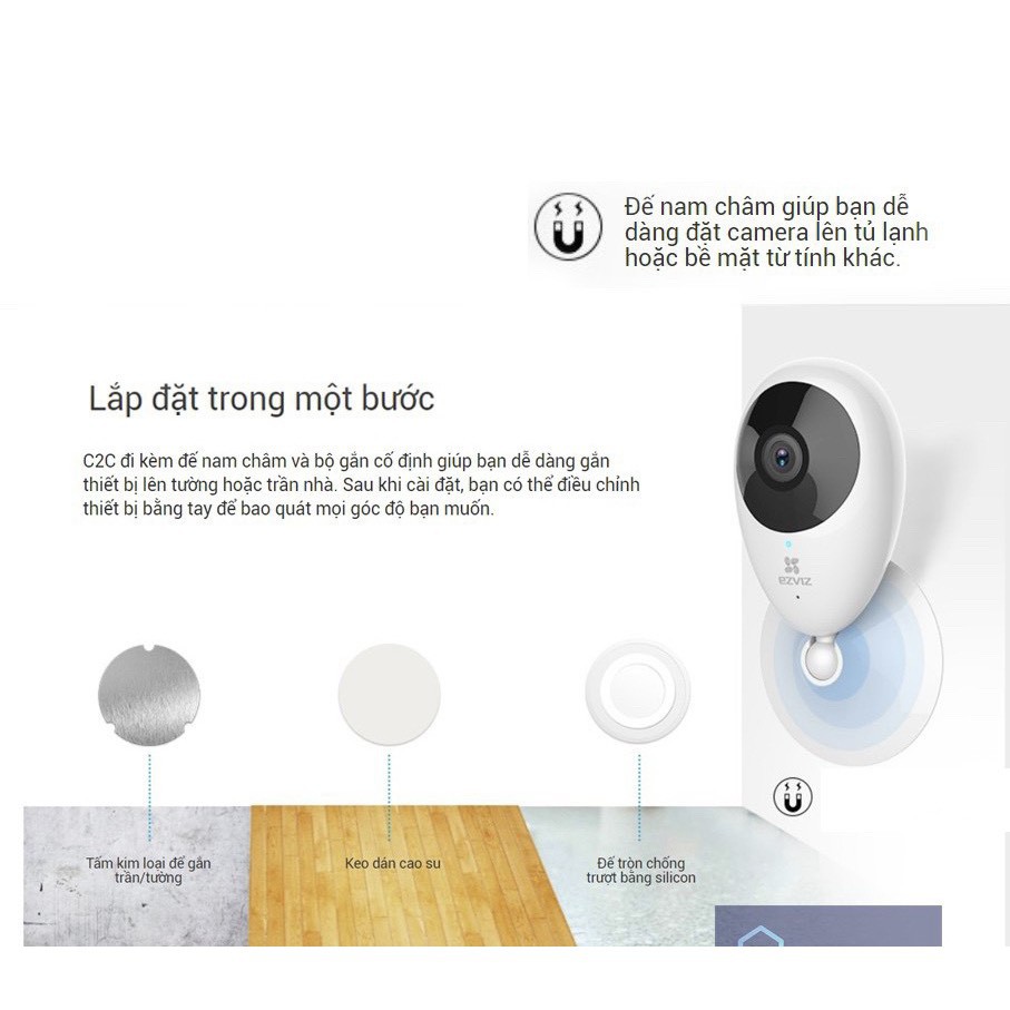 Camera Wi-Fi 1MP EZVIZ CV206 C2C HD 720P Góc Quay Rộng - Hàng chính hãng bảo hành 24 tháng