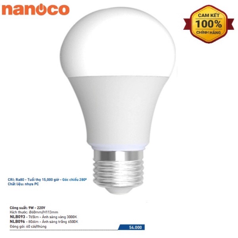 Bóng Led bulb E27 9W NLB093/NLB096 Nanoco