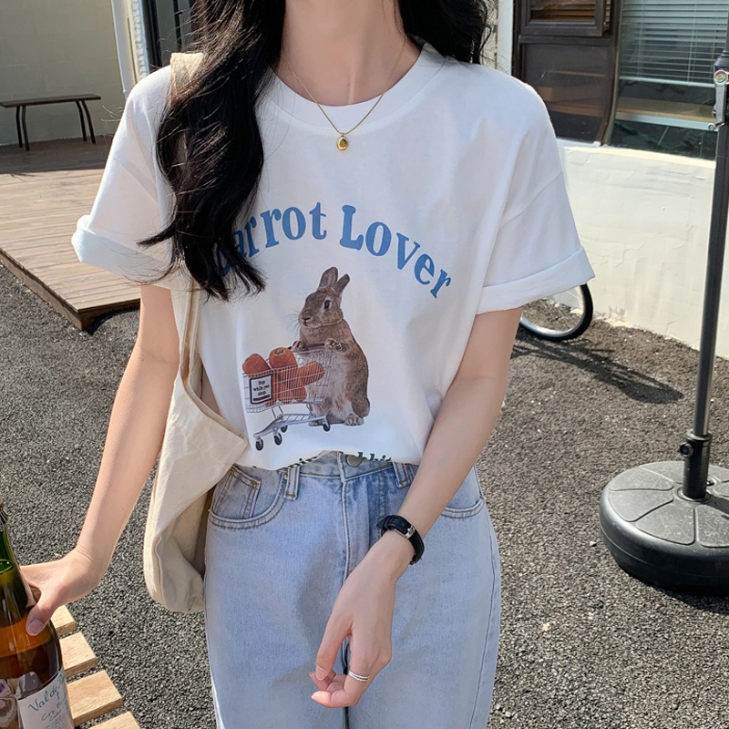 NRVP Áo Thun Nữ Tay Ngắn In Hình Phong Cách Hàn Quốc Thời Trang Mùa Hè 2022