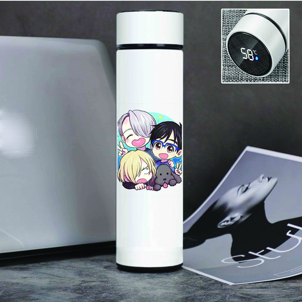 Bình Giữ Nhiệt in hình YURI ON ICE anime chibi Lõi INOX đựng nước tiện lợi xinh xắn