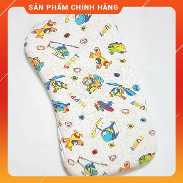 Gối cao su non cho bé size to [ vỏ cotton, ruột cao su lõm] êm, thoáng mồ hôi, không bị bẹp đầu