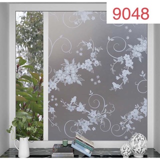 dán kính hoa trắng nền mờ khổ ngang 90cm