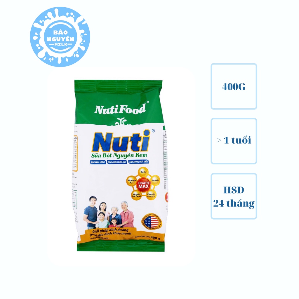 Sữa bột Nuti nguyên kem 400g (cho trè 1 tuổi trở lên)